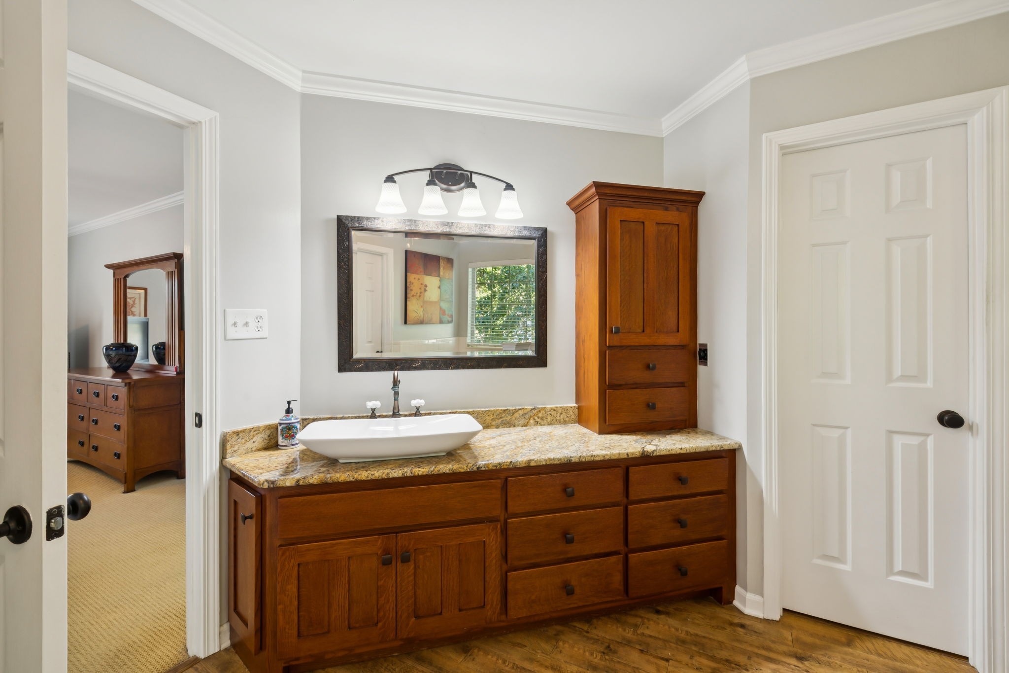 148 Cavalcade Circle Franklin, TN 37069 - Photo 23 of 43 a bathroom with a granite countertop sink and a mirror