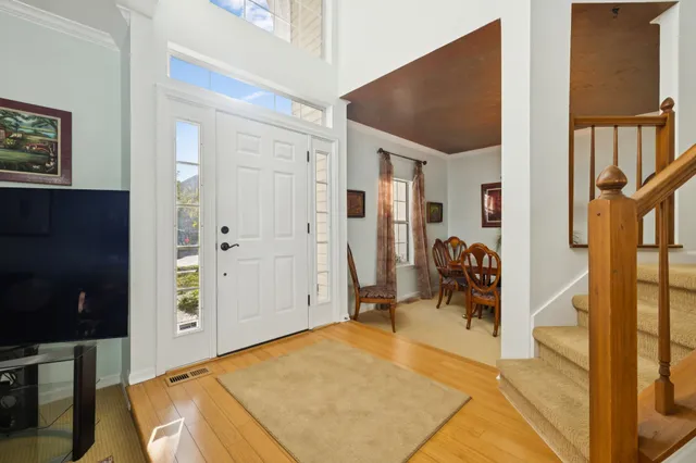 a bedroom with a bed and furniture