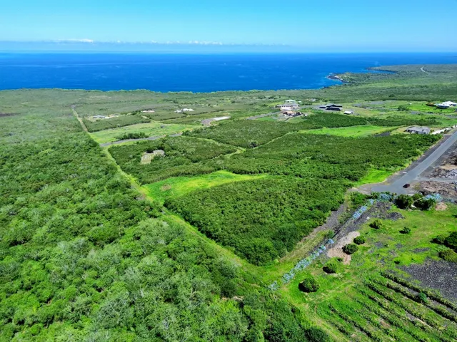 an aerial view of residential houses with outdoor space and mountain view