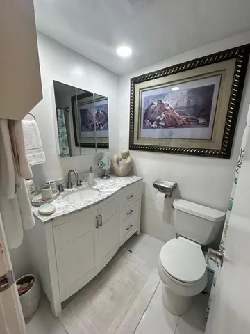 a bathroom with a toilet a sink and mirror