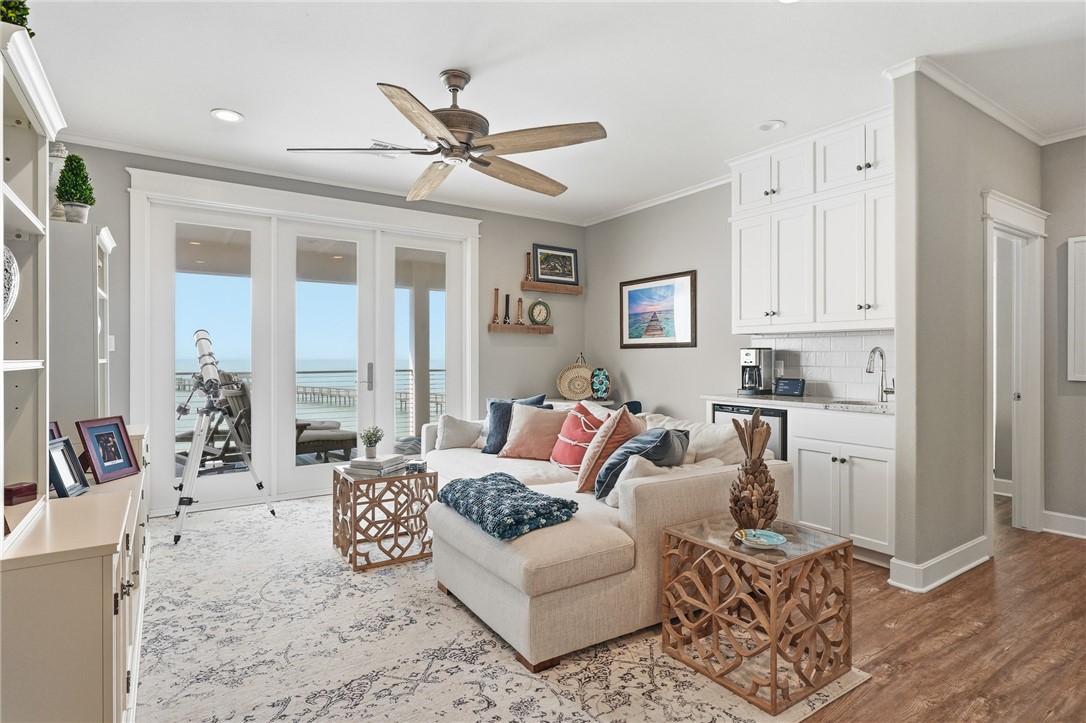 12 Sea Shell Shores Rockport, TX 78382 - Photo 22 of 40 a living room with furniture and a view of kitchen