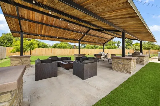 a view of outdoor space with seating