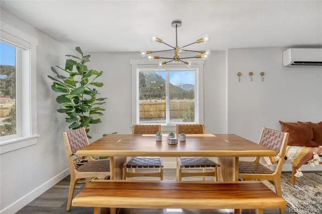 a workspace with furniture and window