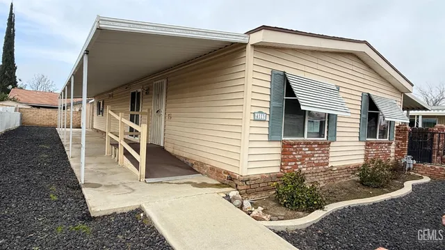 a view of a house with a white door
