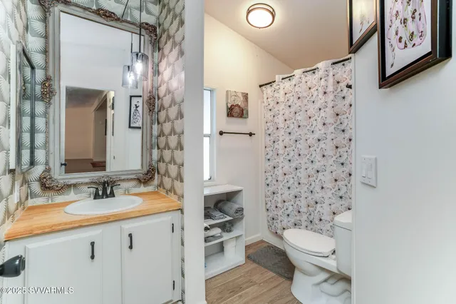 a bathroom with a toilet a sink and a large mirror