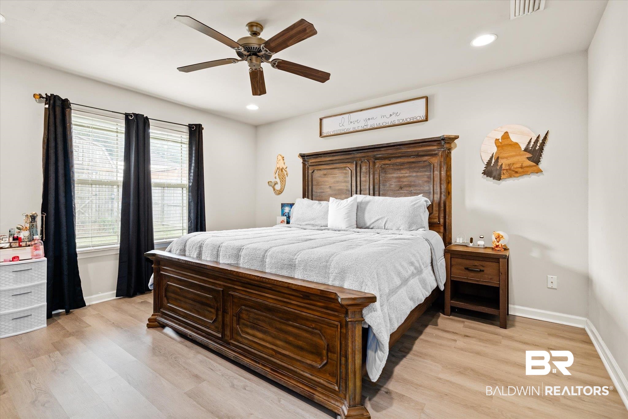 2855 Rebecca Drive West Mobile, AL 36618 - Photo 10 of 22 Bedroom with light hardwood / wood-style floors and ceiling fan