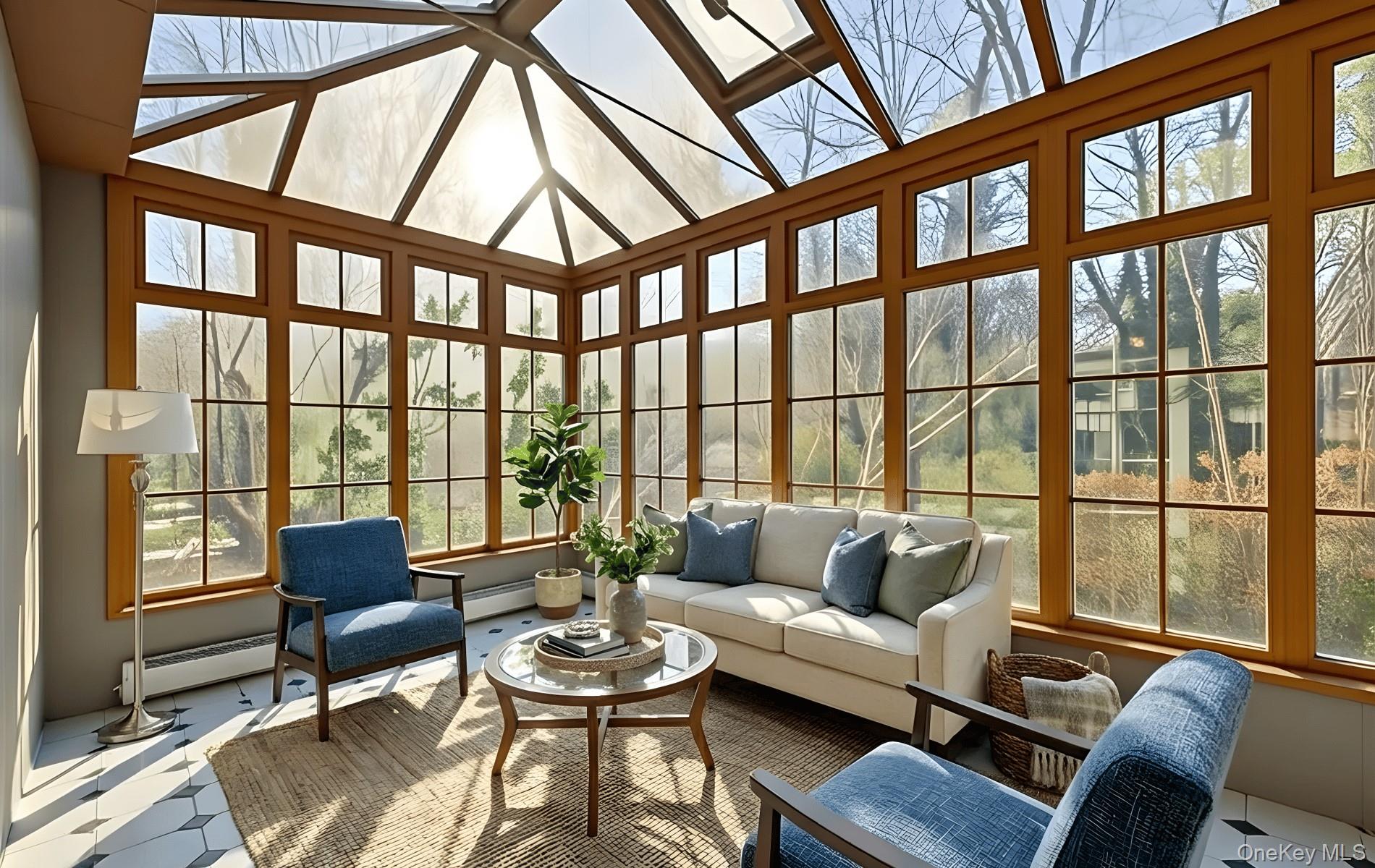 38 Tiffany Road Oyster Bay, NY 11771 - Photo 28 of 50 Sunroom / solarium with tile patterned floors, baseboard 4 season heating, and lofted ceiling