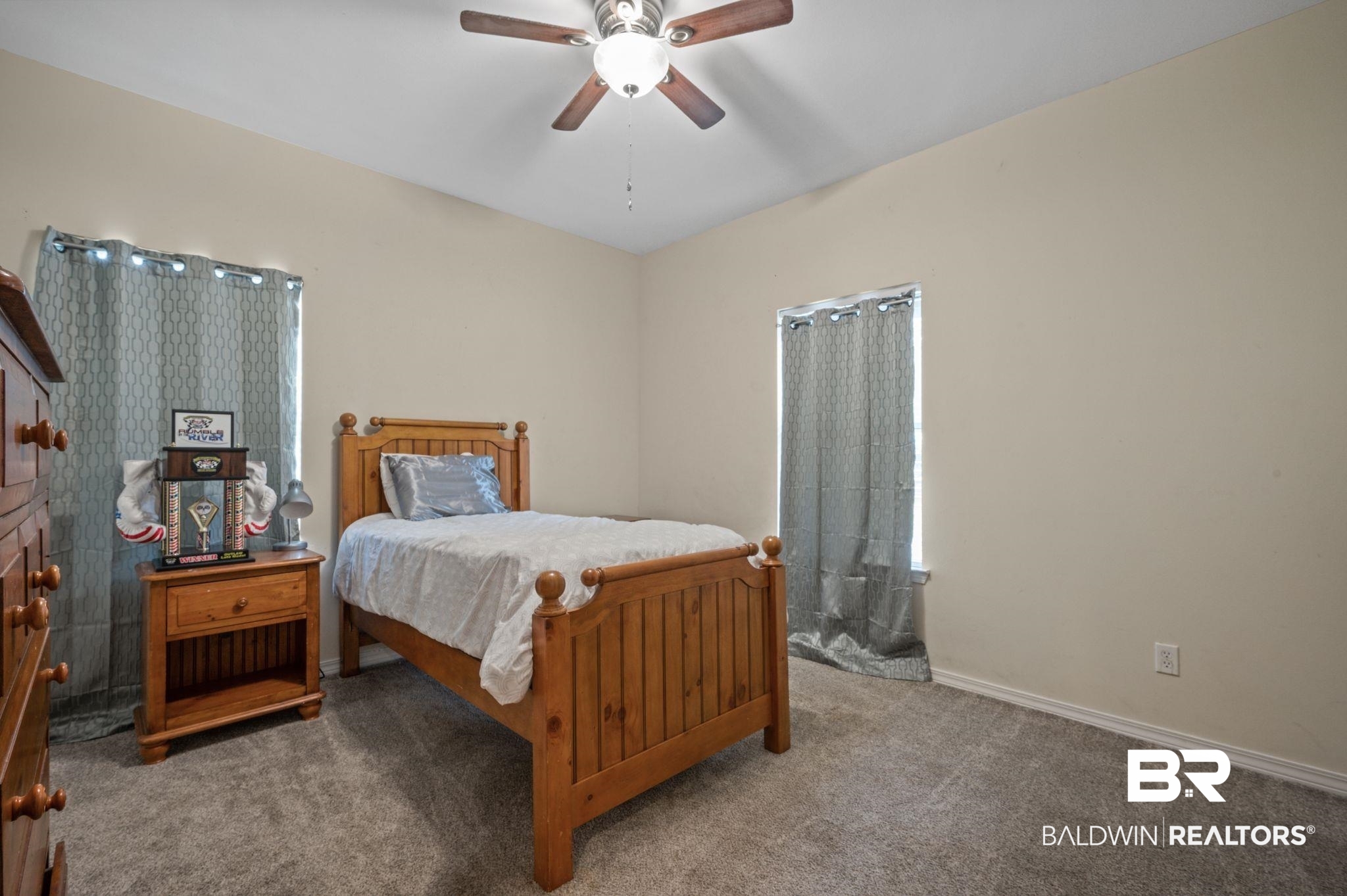 9539 Lakeview Road Bay Minette, AL 36507 - Photo 20 of 45 Carpeted bedroom featuring ceiling fan