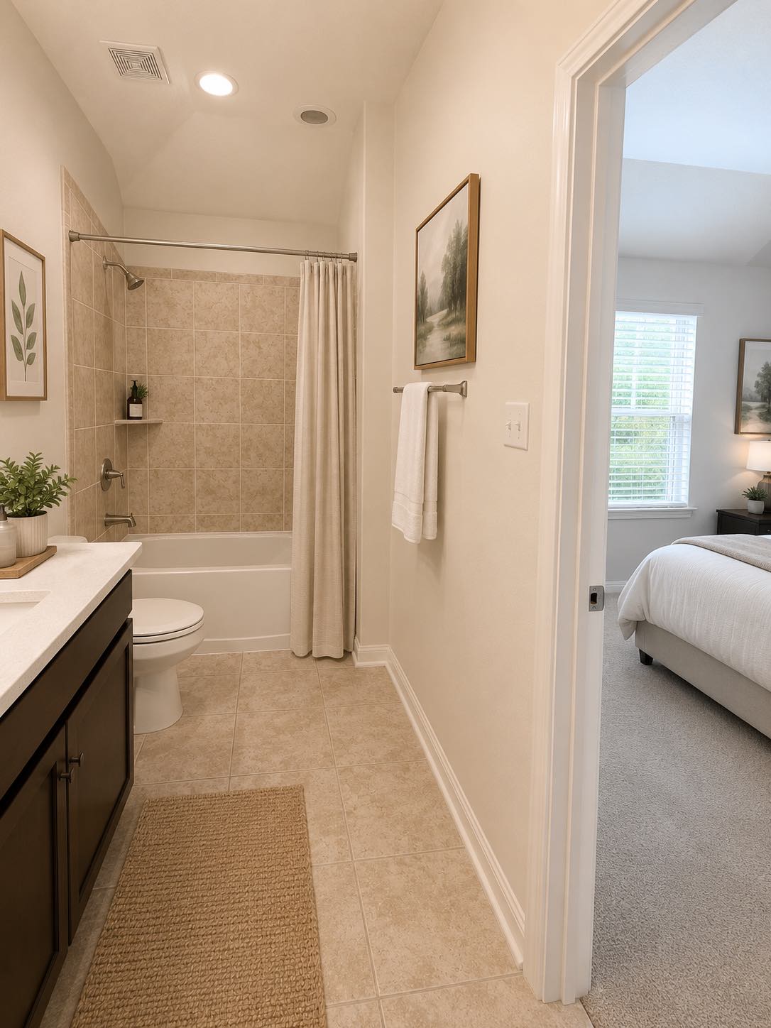 11306 Runnel Ridge Road Manor, TX 78653 - Photo 15 of 15 Functional full bathroom featuring a tub and shower combination with tile surround.
