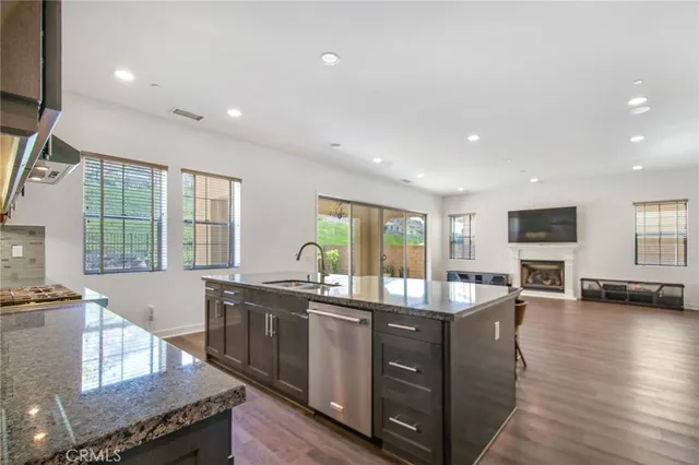 a large kitchen with lots of counter space