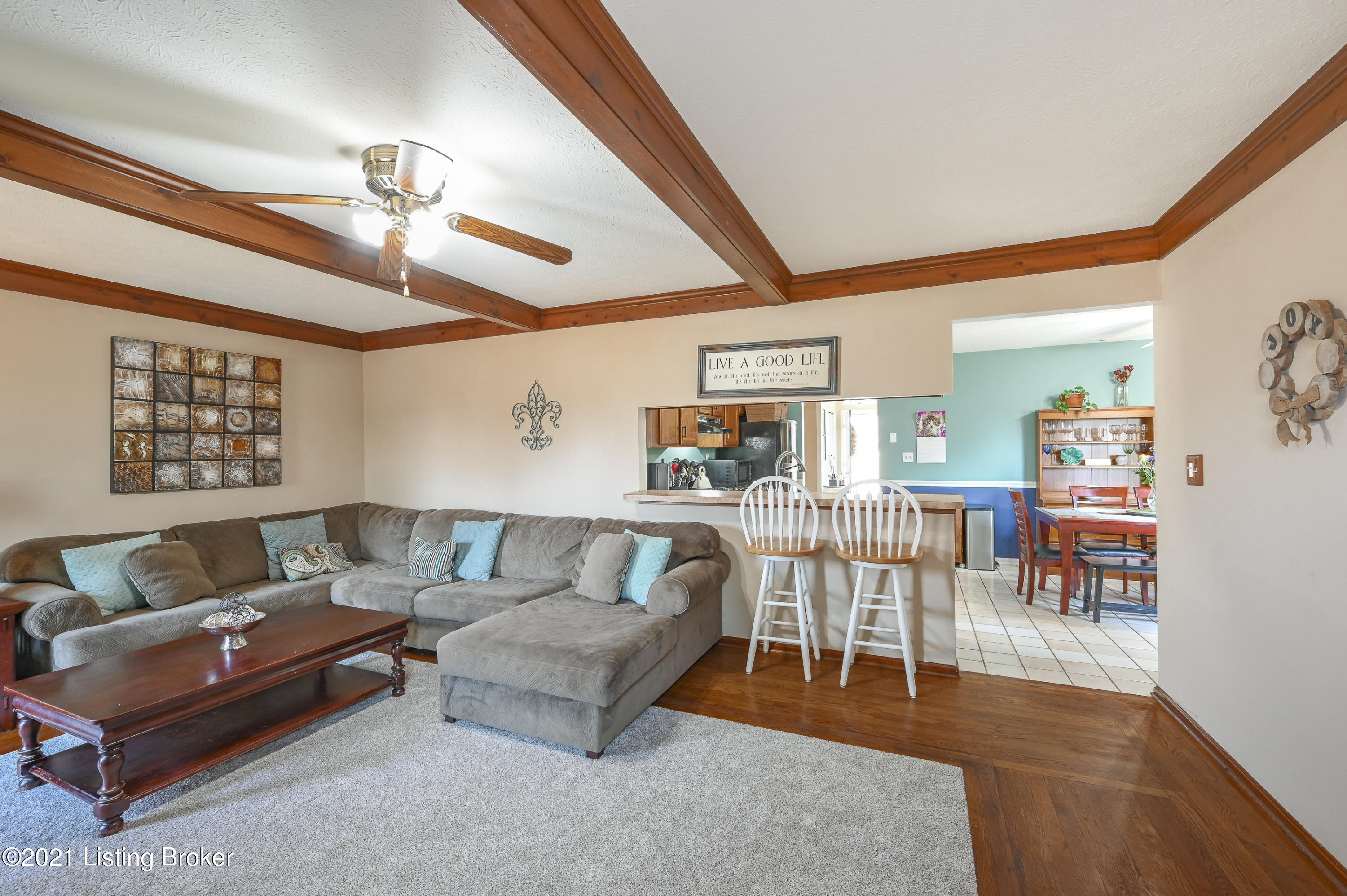 1222 Cedarbrook Road Goshen, KY 40026 - Photo 18 of 46 The wood beamed ceilings compliment the hardwood floors beautifully