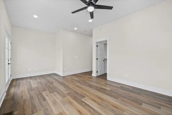 a view of an empty walk in closet