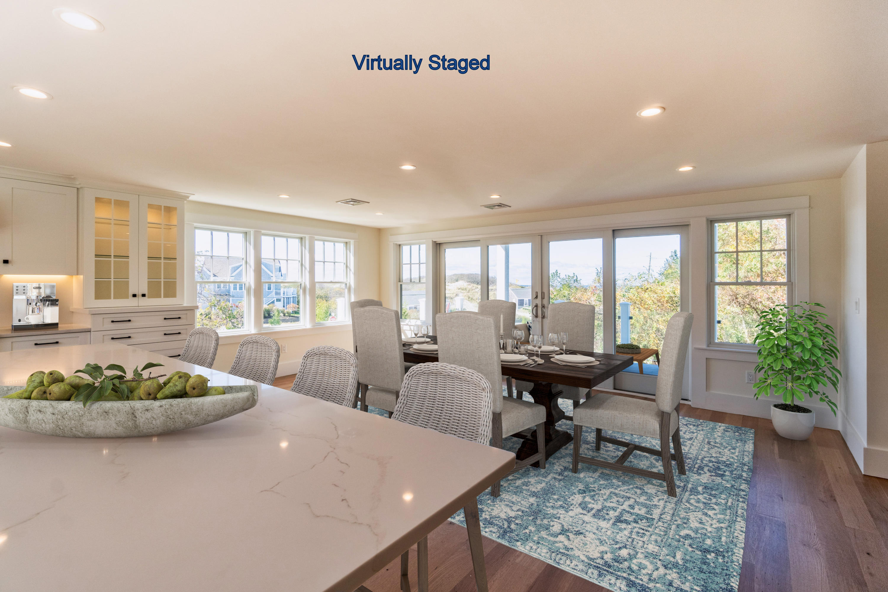 74 East Bay View Road Dennis, MA 02638 - Photo 10 of 76 Kitchen island to DR -virt staged