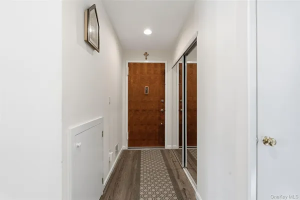 a view of hallway with shower