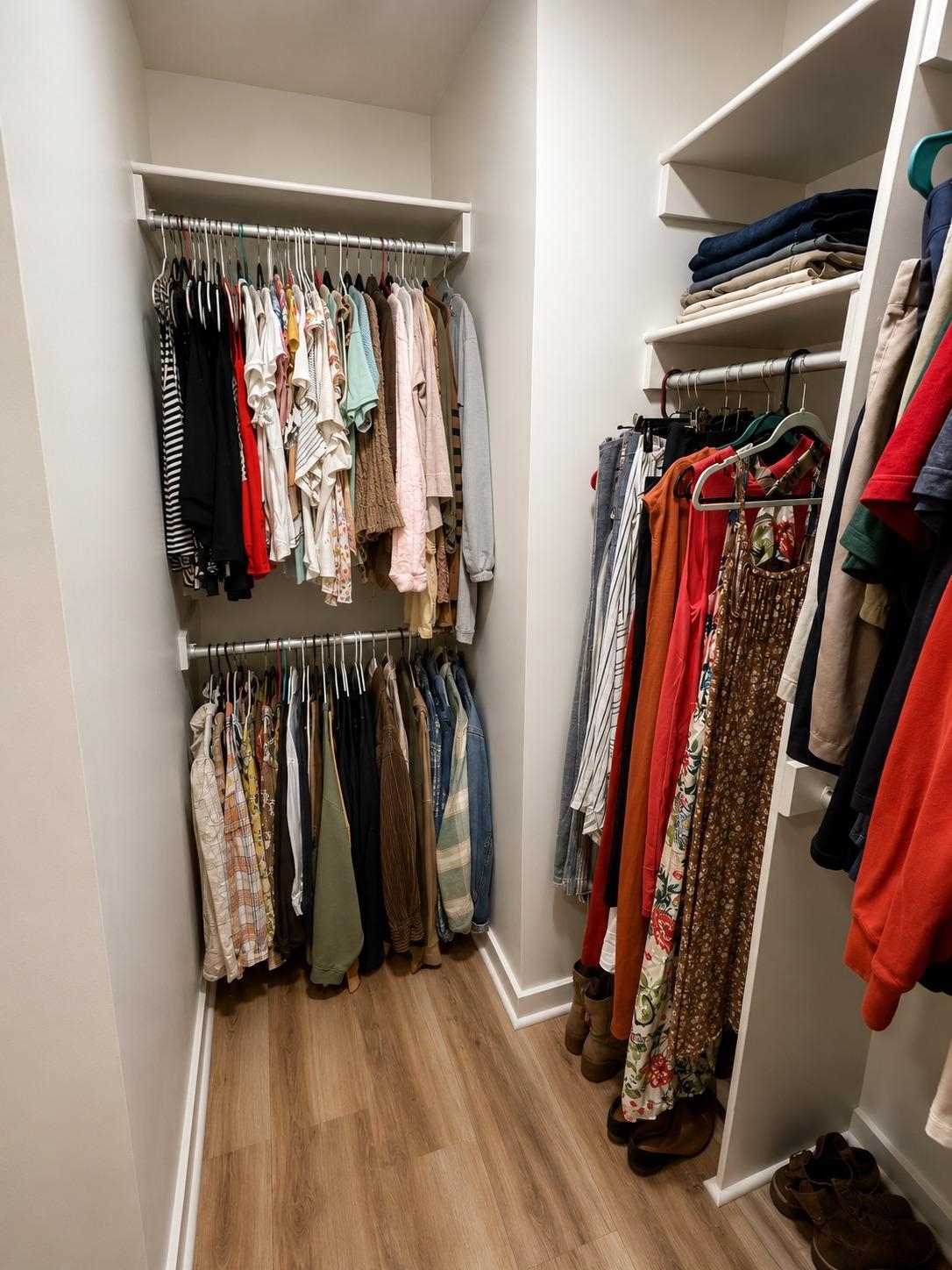470 Rich Road Somerville, TN 38068 - Photo 31 of 40 Walk-in closet featuring built-in shelving, dual hanging rods, and wood-finish flooring