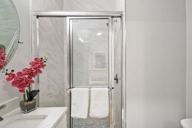 a bathroom with a shower