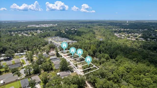 an aerial view of multiple house