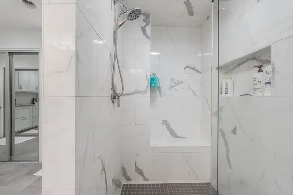 a bathroom with a shower
