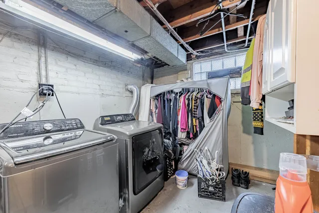 a view of a storage room with washer and dryer