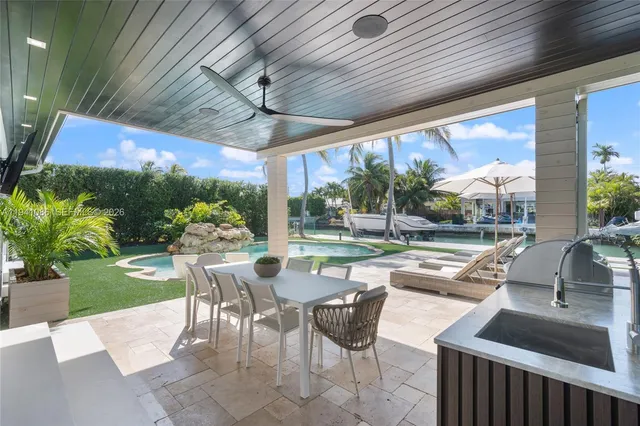 a view of a patio with a table chairs and a patio