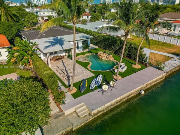 an aerial view of a house having outdoor space