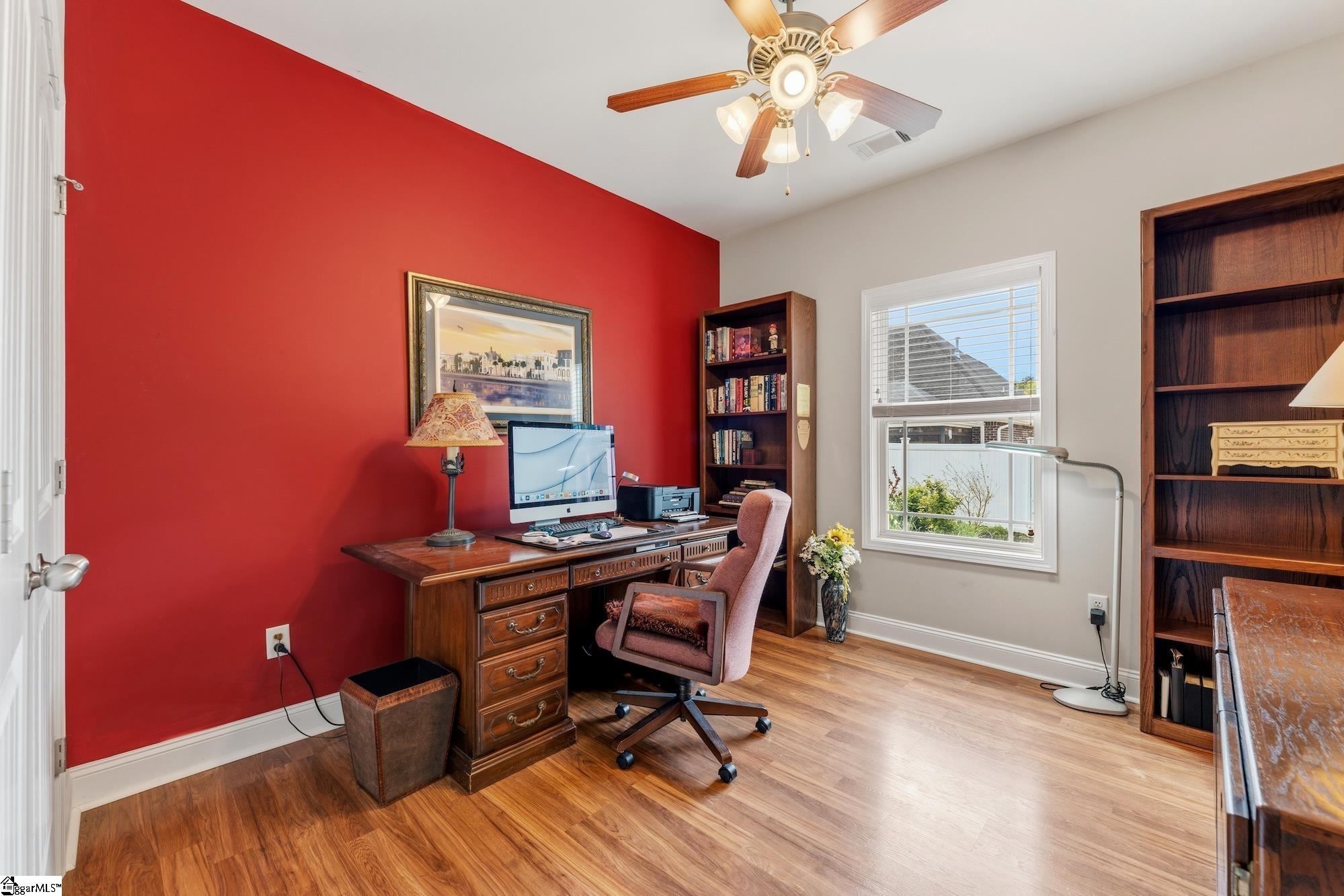 137 Prescott Drive Anderson, SC 29621 - Photo 26 of 31 3rd bedroom currently being used as an office. Hardwood flooring, closet w/ double doors.