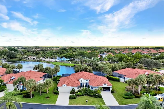 an aerial view of lake and lake