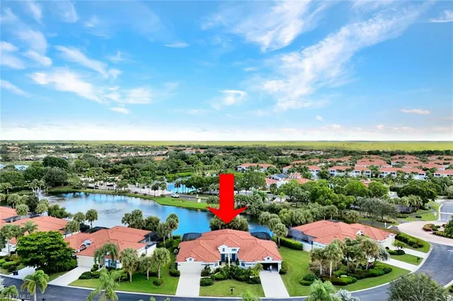 a view of a lake with houses