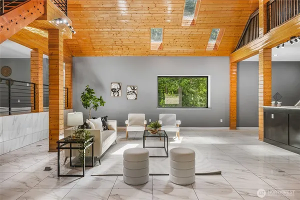 a living room filled with furniture