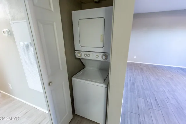 a utility room with a washer and dryer