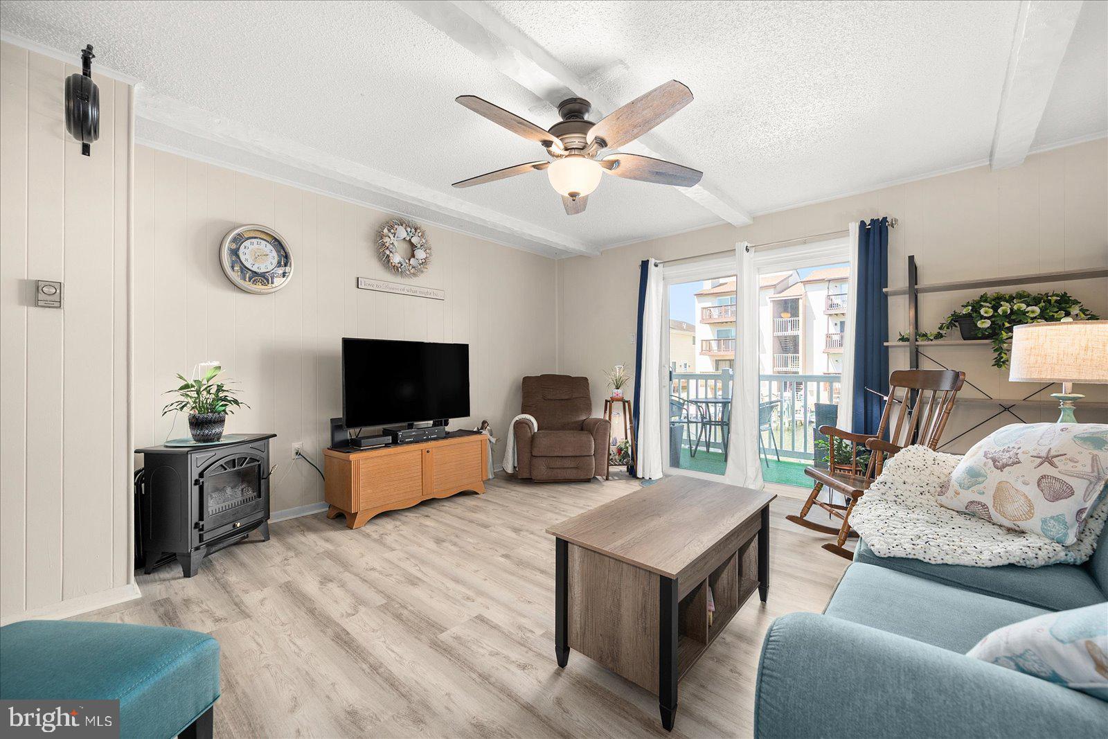 Family room with luxury vinyl tile flooring