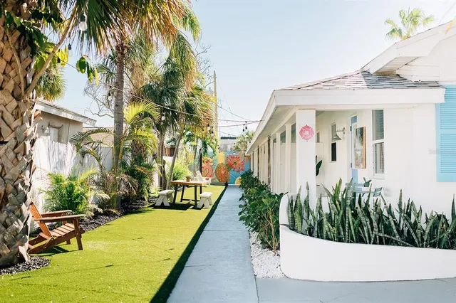 a view of swimming pool with a patio