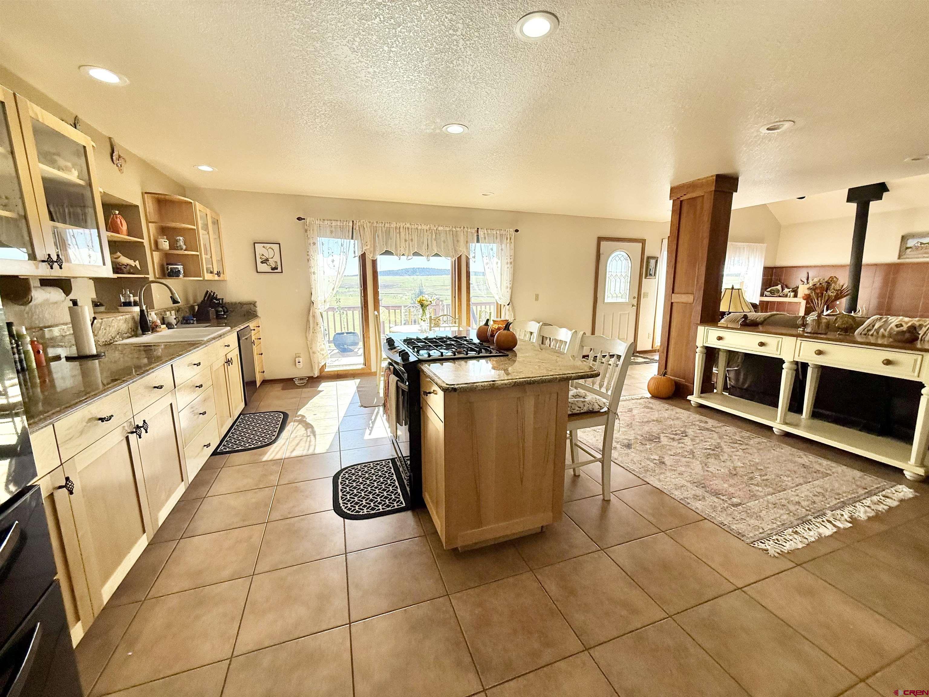 10528 Bostwick Park Road Montrose, CO 81401 - Photo 10 of 43 a dining hall with stainless steel appliances granite countertop a stove a sink a counter space and cabinets