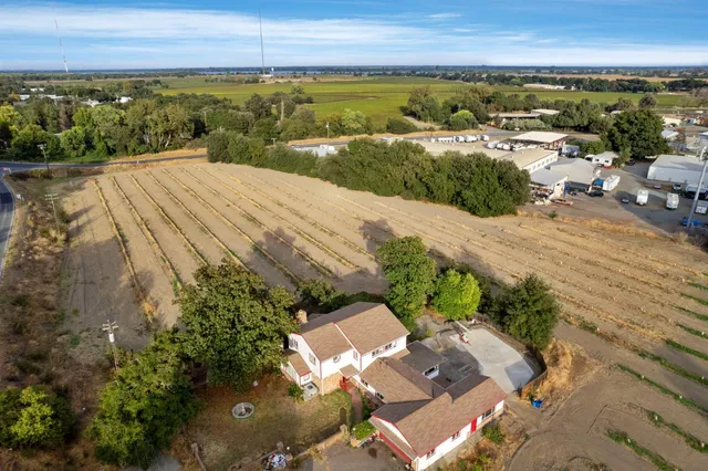 an aerial view of a house