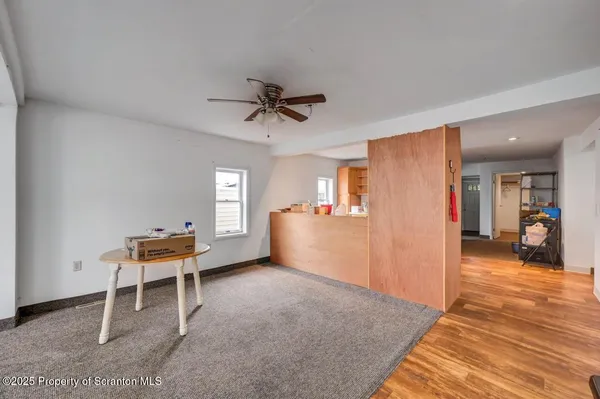 a workspace with furniture and window