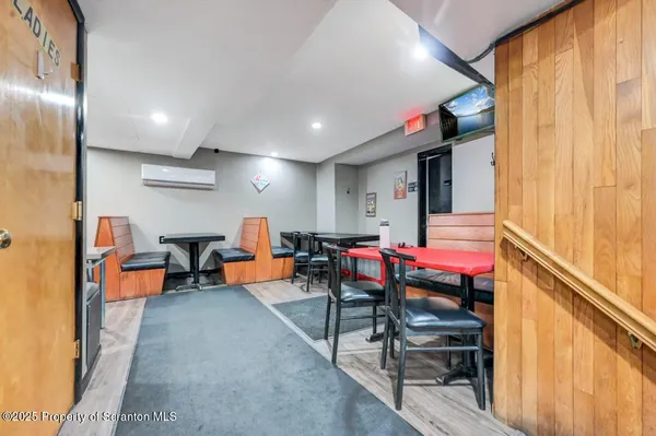 a view of a storage area with racks