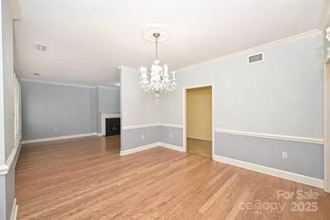 a view of a chandelier in a room