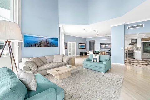 a living room with furniture and a couch