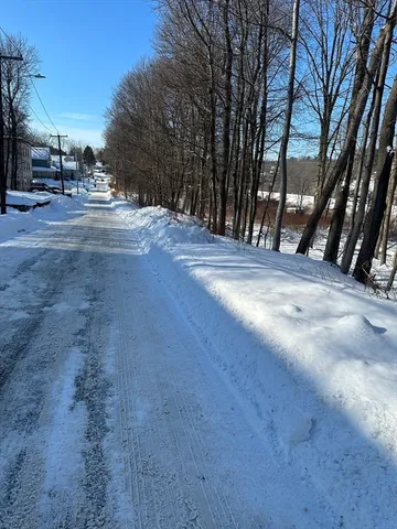 a view of dirt yard with a large tree