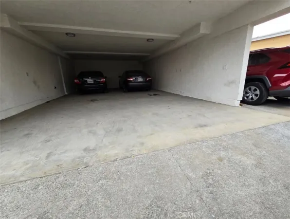 a view of car parked in garage