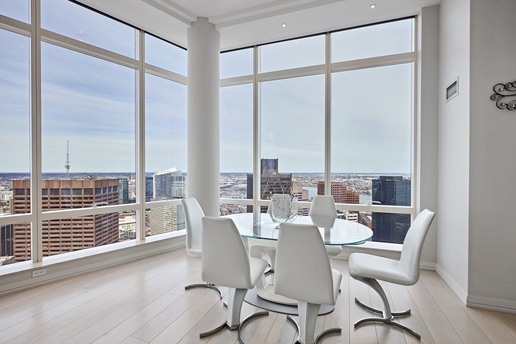 1 Franklin Street, Unit PH1B Boston, MA 02110 - Photo 13 of 42 a view of a dining room with furniture window and wooden floor