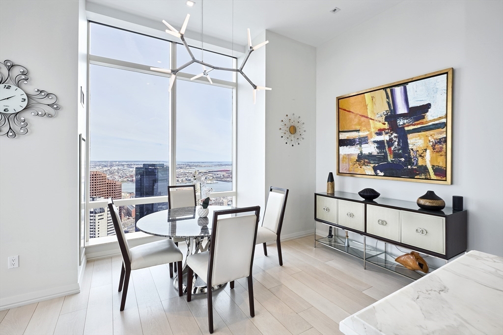 1 Franklin Street, Unit PH1B Boston, MA 02110 - Photo 15 of 42 a view of a dining room with furniture and a window