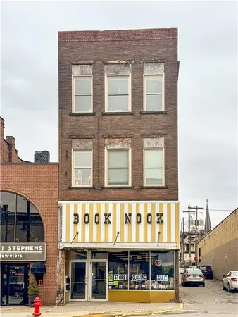 a front view of a multi story building