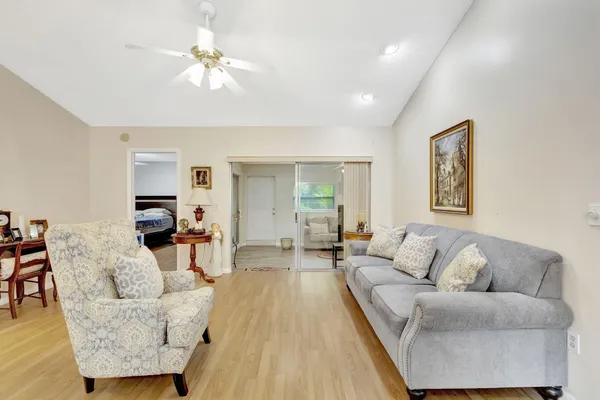 a living room with furniture and a couch