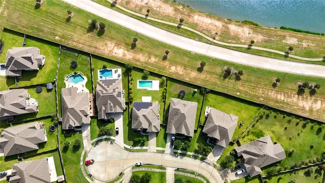 an aerial view of a house having outdoor space