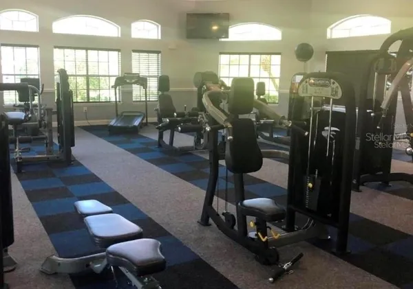 a room with gym equipment
