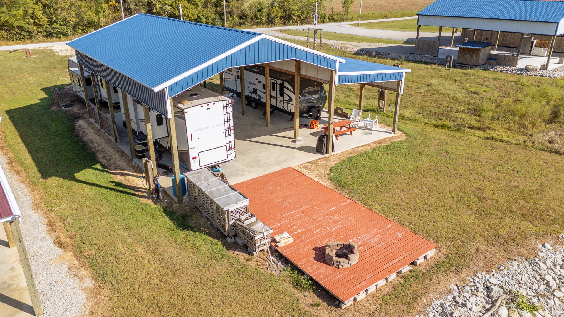 a aerial view of a house with swimming pool