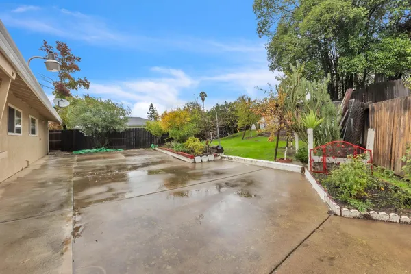 a view of a backyard