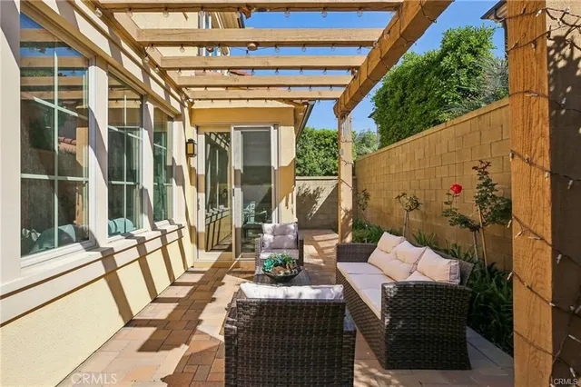 a view of porch with seating space