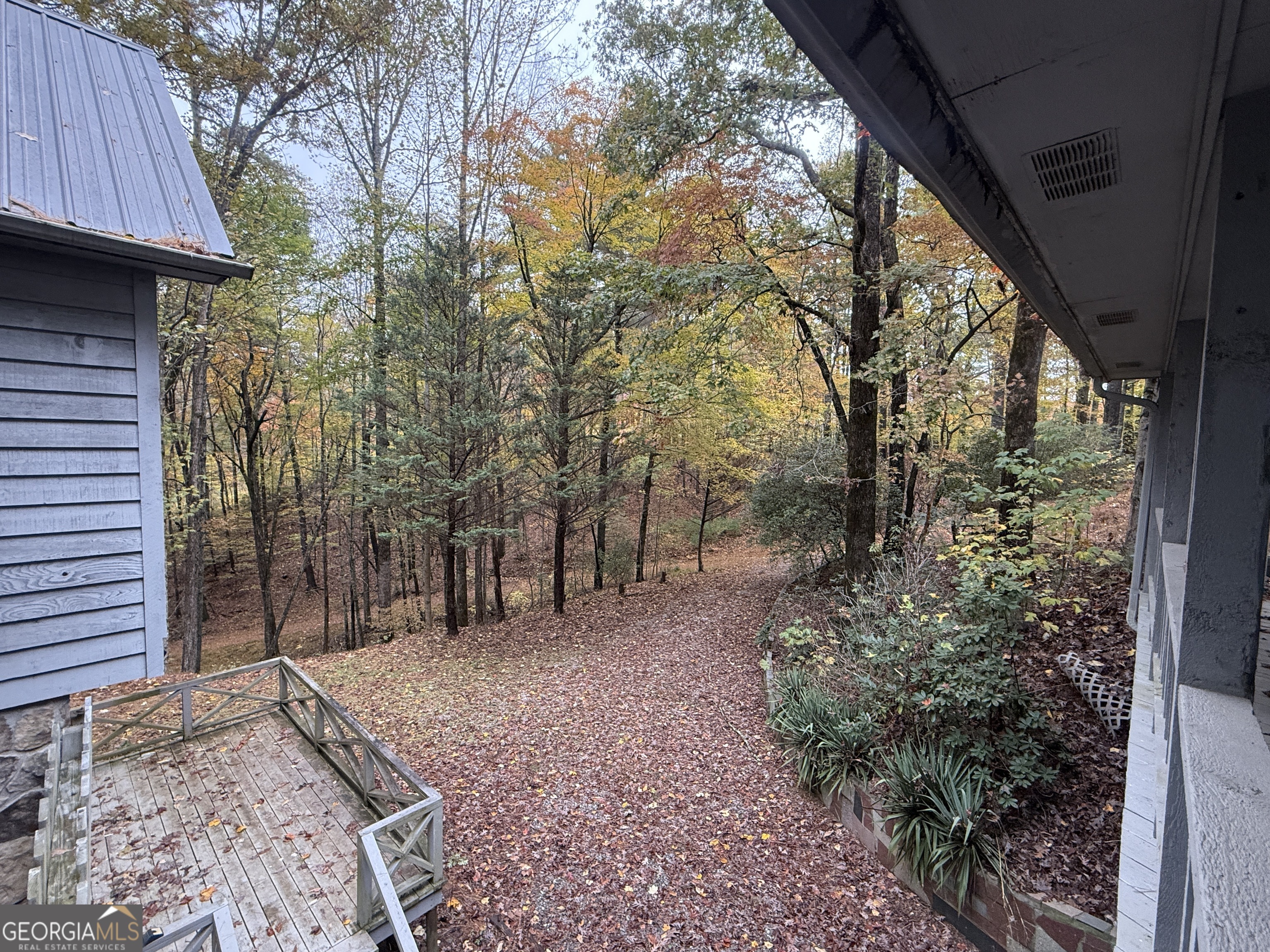 3197 Bridge Creek Road Tiger, GA 30576 - Photo 10 of 30 a view of a backyard with large trees and wooden fence